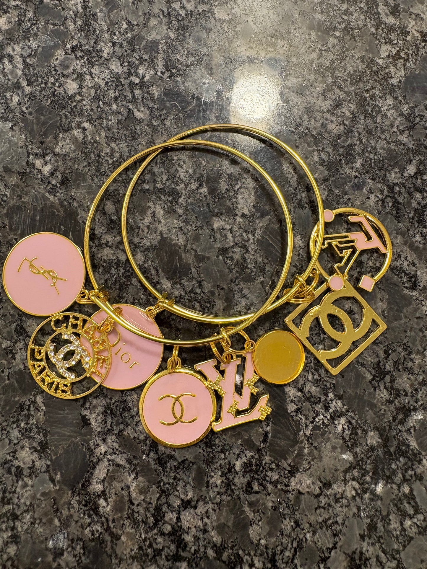 Gold/Pink Designer Bangles