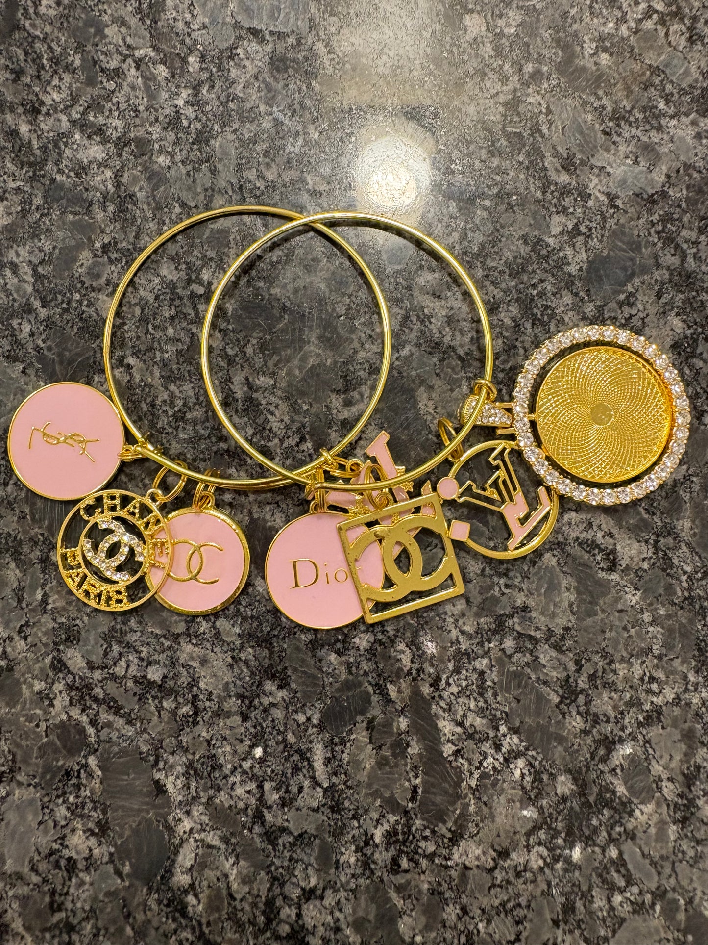 Gold/Pink Designer Bangles