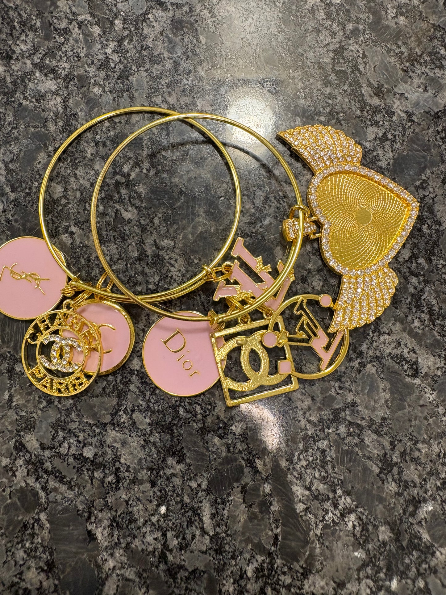 Gold/Pink Designer Bangles