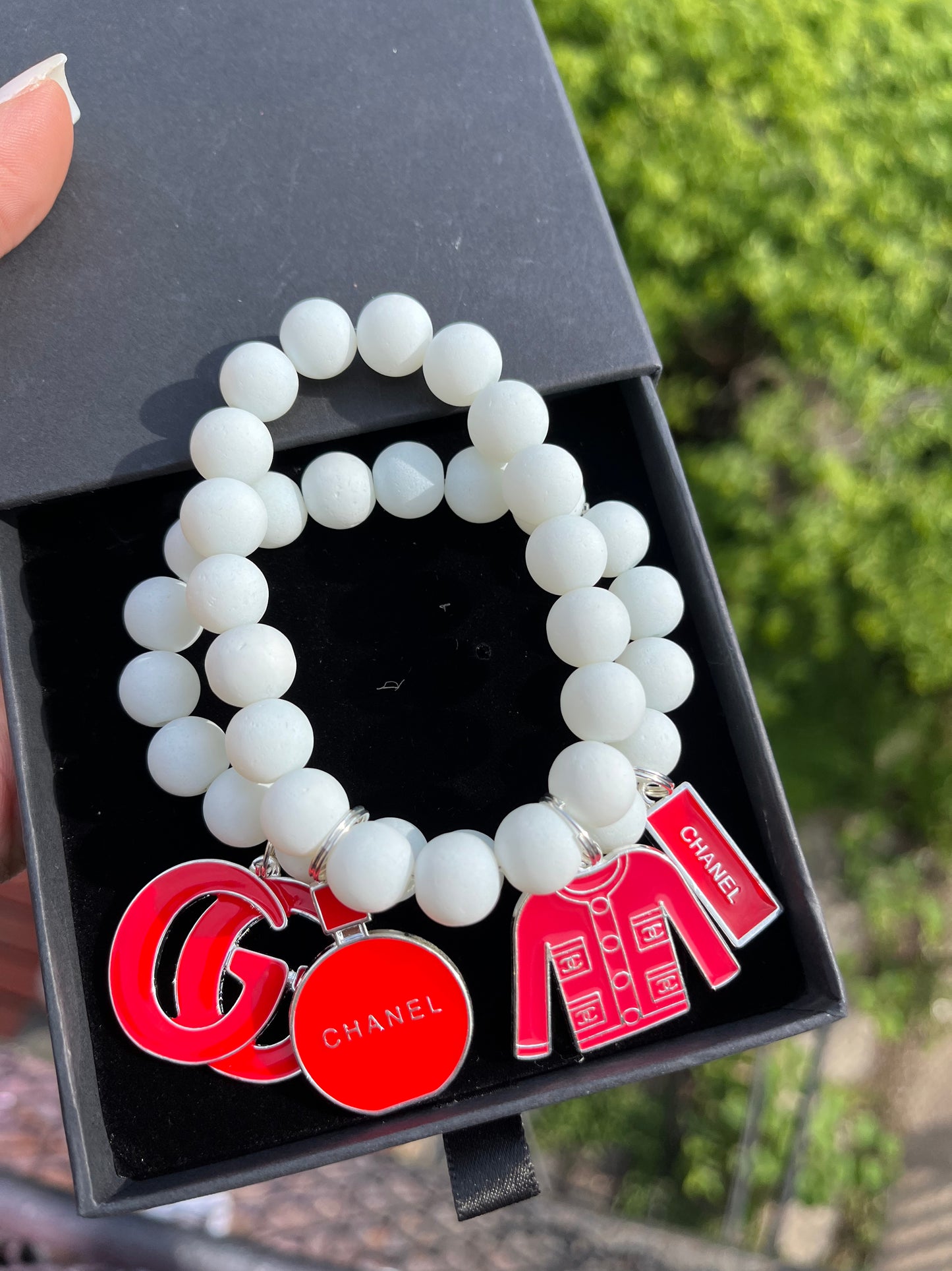 (NEW) White & Red Bracelets