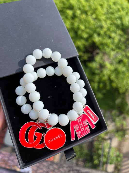 (NEW) White & Red Bracelets