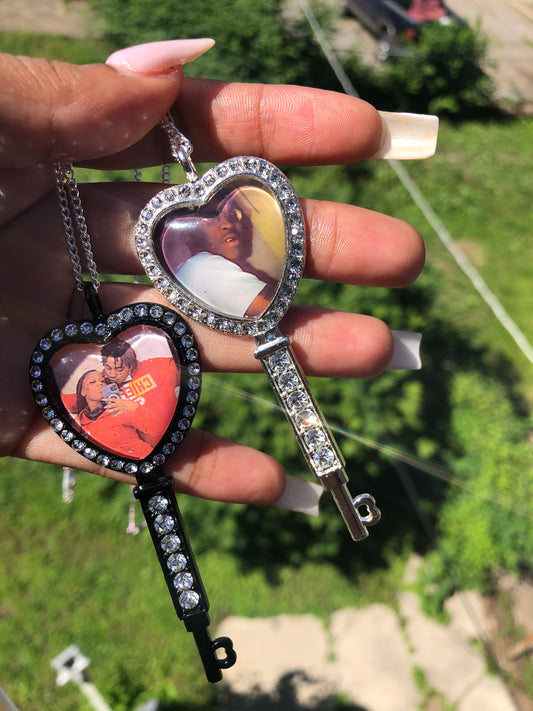 Heart and key necklaces